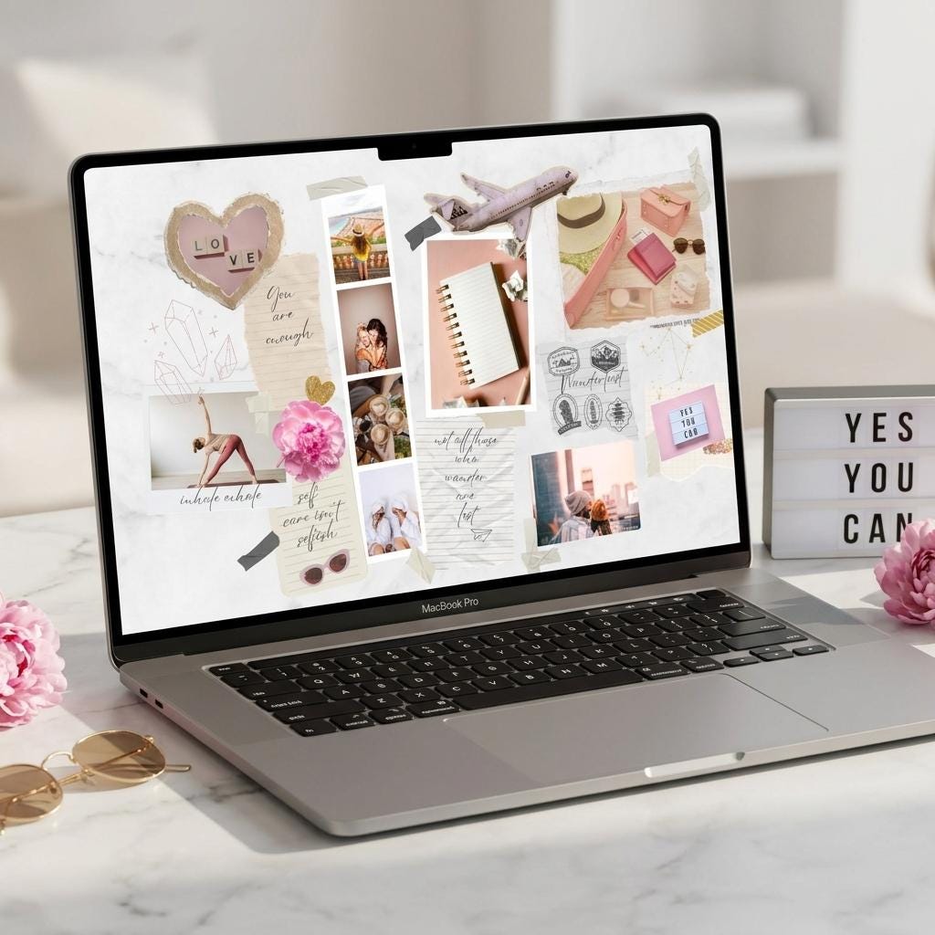 Vision Board Template | Goal Setting, Motivation (Digital Download)