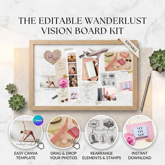 Vision Board Template | Goal Setting, Motivation (Digital Download)