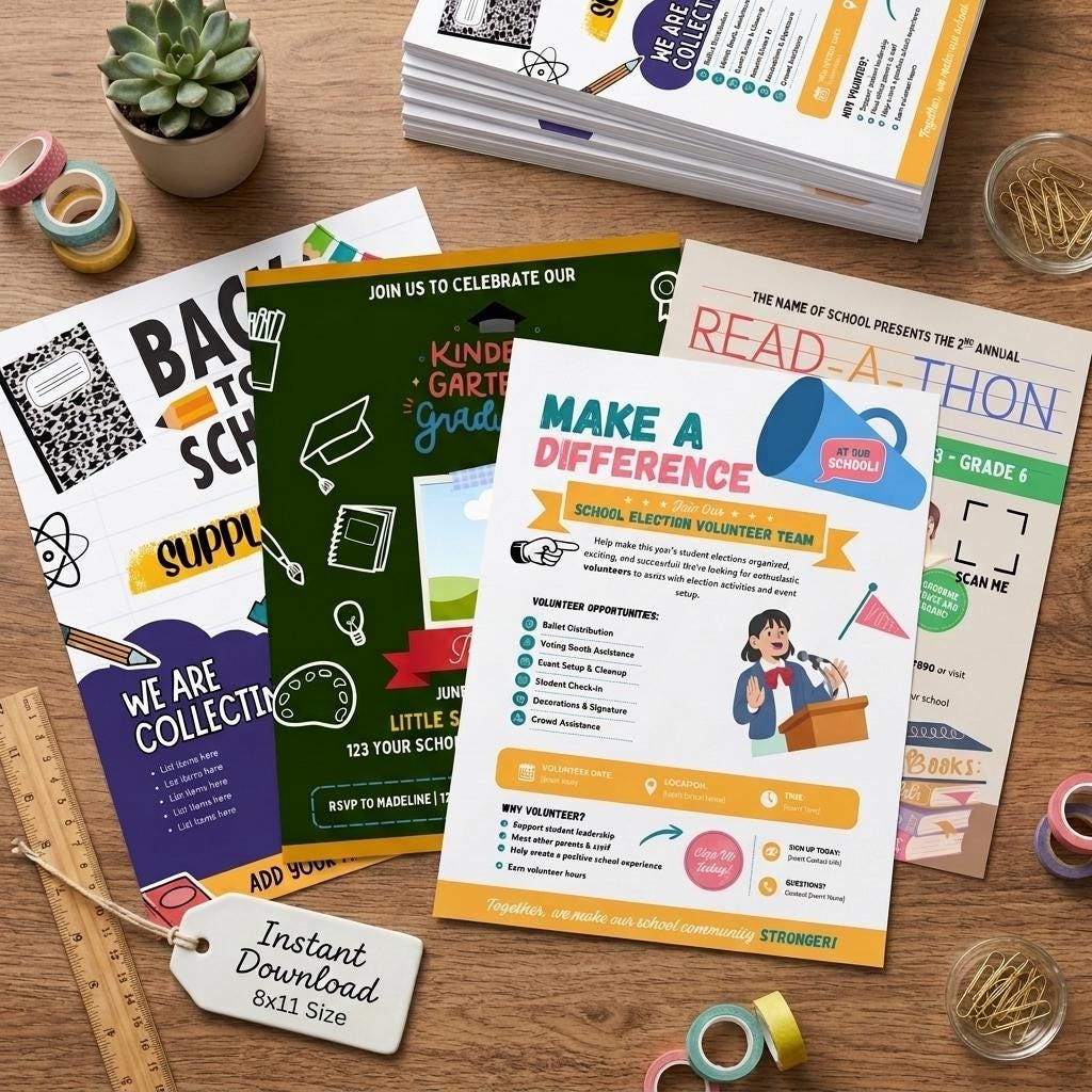 Editable Canva School Event Flyer Templates (Digital Download)