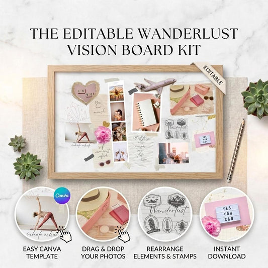 Vision Board Template | Goal Setting, Motivation (Digital Download)
